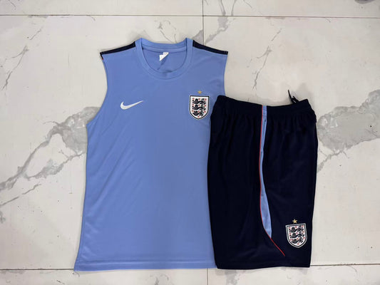 England Sleeveless Training Kit - Light Blue/Navy