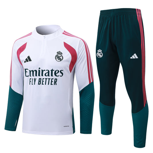 Real Madrid 1/4 Zip Tracksuit Set - Home