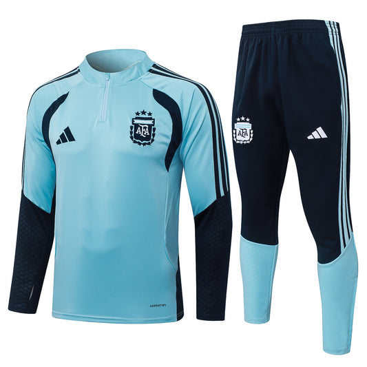 Argentina 1/4 Zip Tracksuit Set - Light Blue/Navy