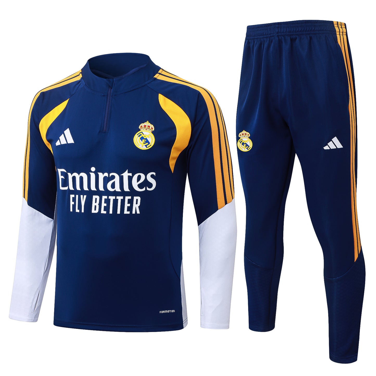 Real Madrid 1/4 Zip Tracksuit Set - Navy/Gold