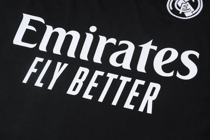 Real Madrid 1/4 Zip Tracksuit Set - Black/White/Grey