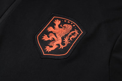 Netherlands 1/4 Zip Tracksuit Set - Black/Orange