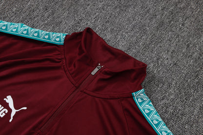 Portugal 1/4 Zip Tracksuit Set - Maroon/Teal