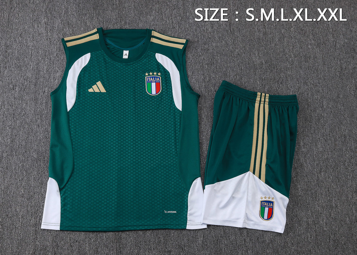 Italy Sleeveless Training Kit - Green/White
