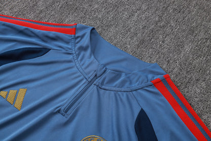 Bayern Munich 1/4 Zip Tracksuit Set - Steel Blue/Navy/Red