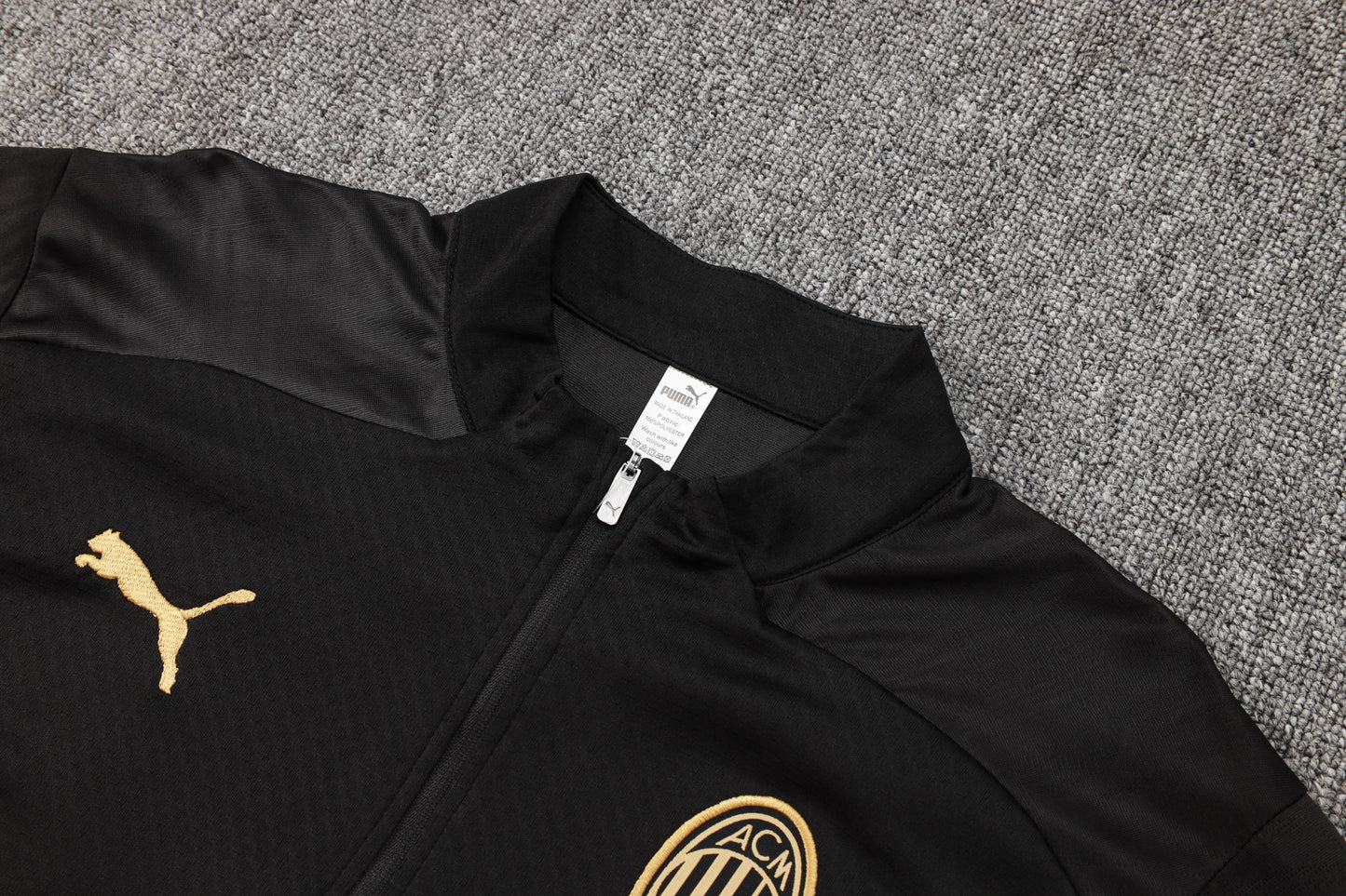AC Milan 1/4 Zip Tracksuit Set Black/Red/Gold