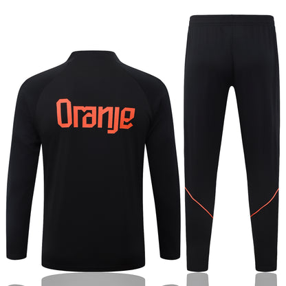 Netherlands 1/4 Zip Tracksuit Set - Black/Orange