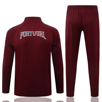 Portugal 1/4 Zip Tracksuit Set - Maroon/Teal