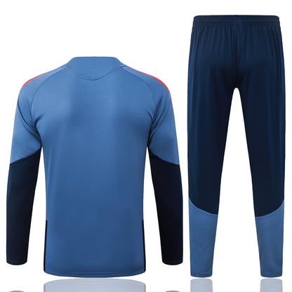 Bayern Munich 1/4 Zip Tracksuit Set - Steel Blue/Navy/Red
