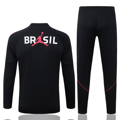 Brazil 1/4 Zip Tracksuit Set - Black/Red Jordan