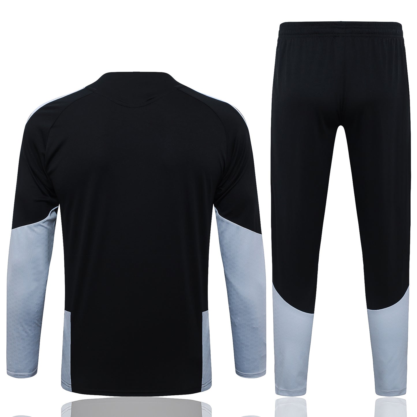 Real Madrid 1/4 Zip Tracksuit Set - Black/White/Grey