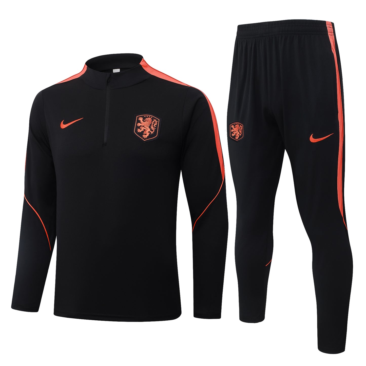 Netherlands 1/4 Zip Tracksuit Set - Black/Orange
