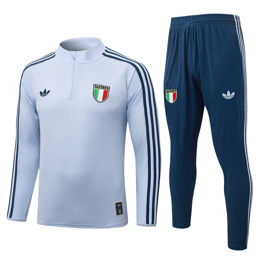 Italy 1/4 Zip Tracksuit Set - Classic White/Navy