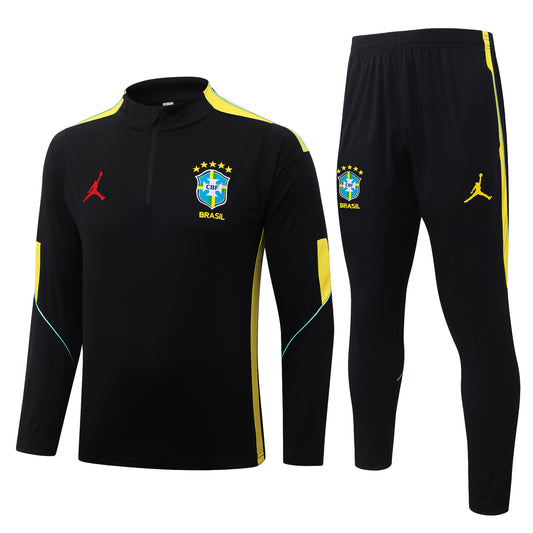 Brazil 1/4 Zip Tracksuit Set - Black/Yellow Jordan
