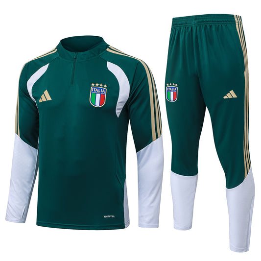 Italy 1/4 Zip Tracksuit Set - Green/White