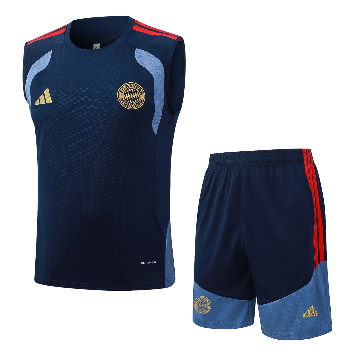 Bayern Munich Sleeveless Training Kit - Navy/Steel Blue/Red