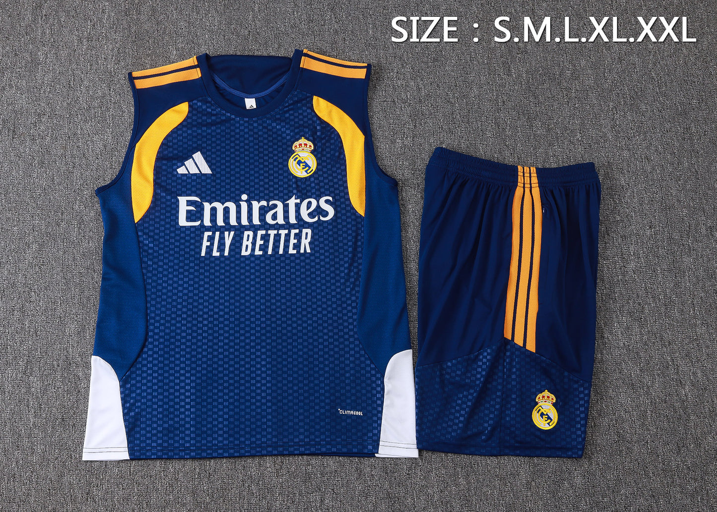 Real Madrid Sleeveless Training Kit - Navy/Gold