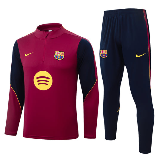 Barcelona 1/4 Zip Tracksuit Set - Maroon/Navy