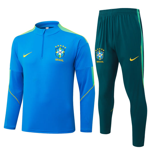 Brazil 1/4 Zip Tracksuit Set - Light Blue/Teal