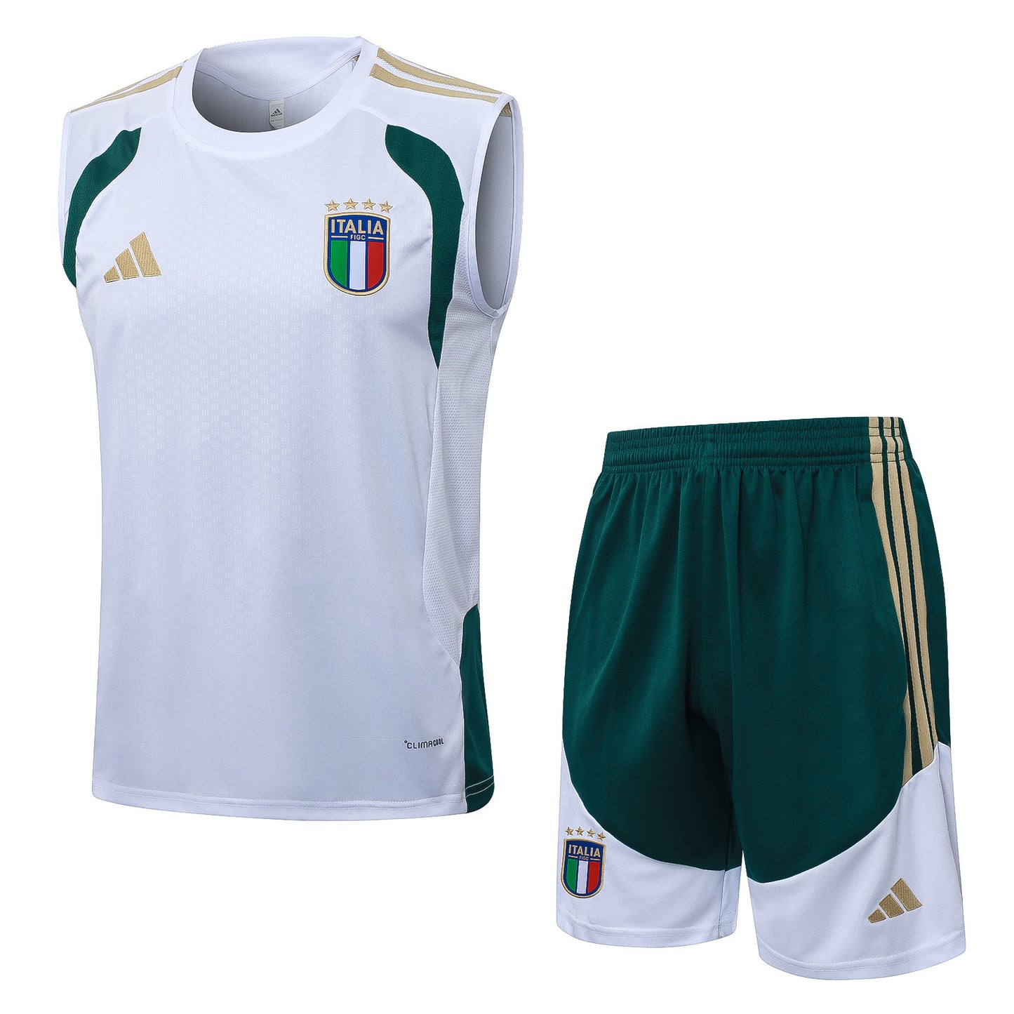 Italy Sleeveless Training Kit - White/Green