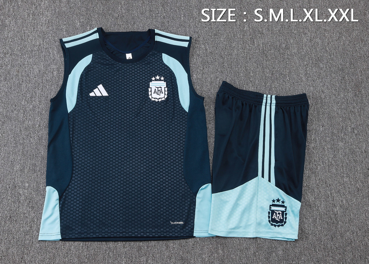 Argentina Sleeveless Training Kit - Navy/Light Blue