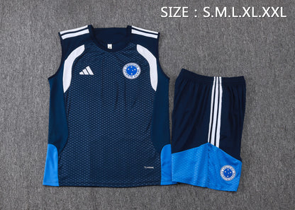 Cruzeiro Sleeveless Training Kit - Navy/Blue