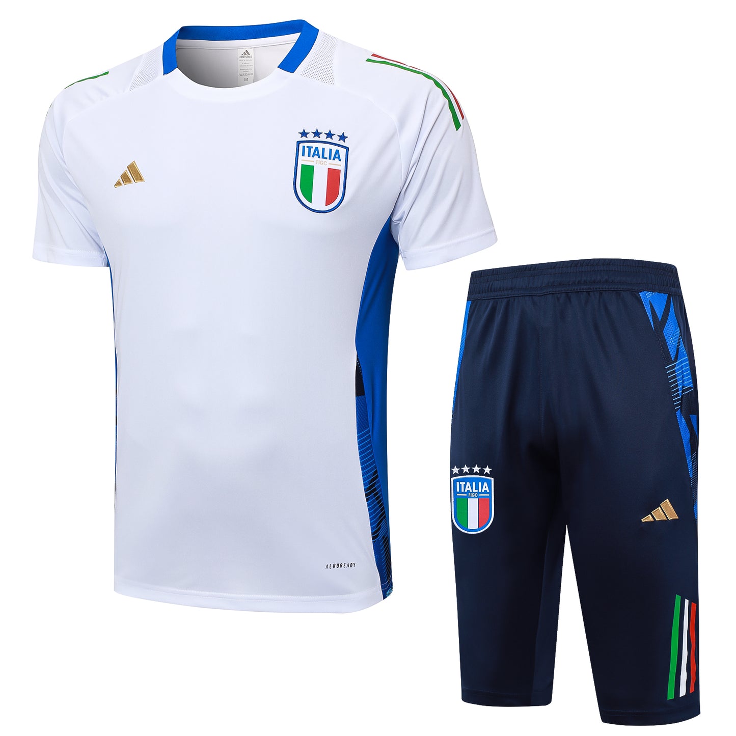 Italy Training Kit (3/4 Pants) - White/Azure/Navy