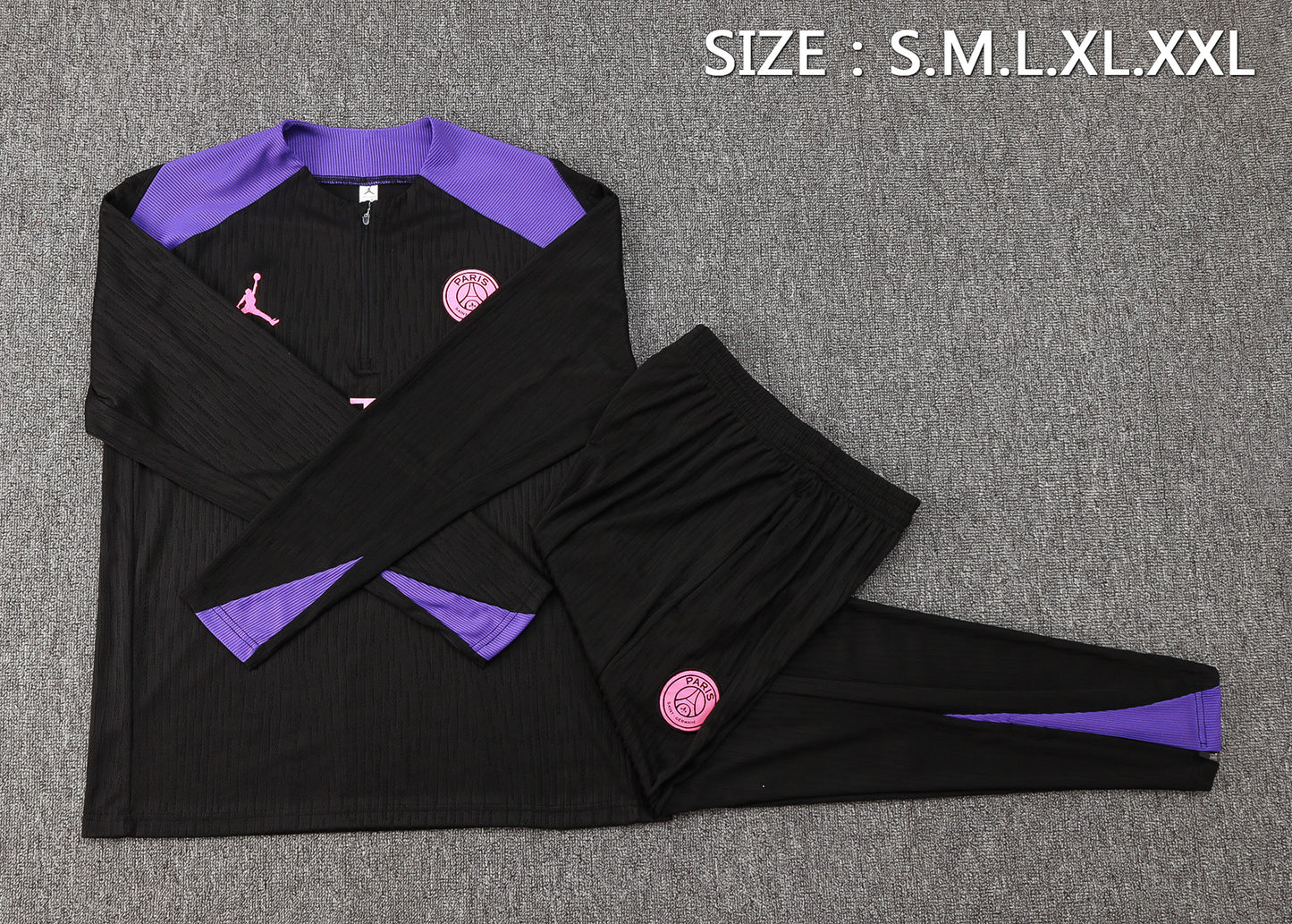 PSG 1/4 Zip Tracksuit Set Black/Purple/Pink