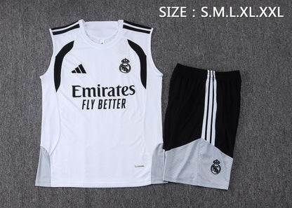 Real Madrid Sleeveless Training Kit - White/Black/Grey