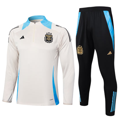 Argentina 1/4 Zip Tracksuit Set Beige/Electric-Blue/Black