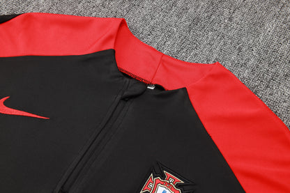 Portugal 1/4 Zip Tracksuit Set Black/Red