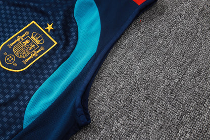 Spain Sleeveless Training Kit - Navy/Light Blue