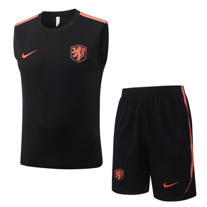 Netherlands Sleeveless Training Kit - Black