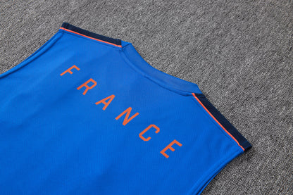 France Sleeveless Training Kit - Blue
