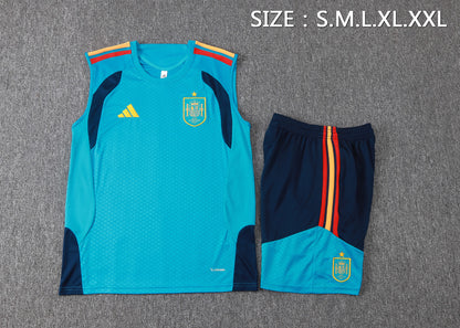 Spain Sleeveless Training Kit - Light Blue/Navy