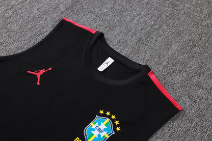 Brazil Sleeveless Training Kit - Black/Red Jordan