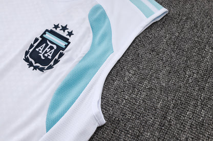 Argentina Sleeveless Training Kit - White/Light Blue/Navy