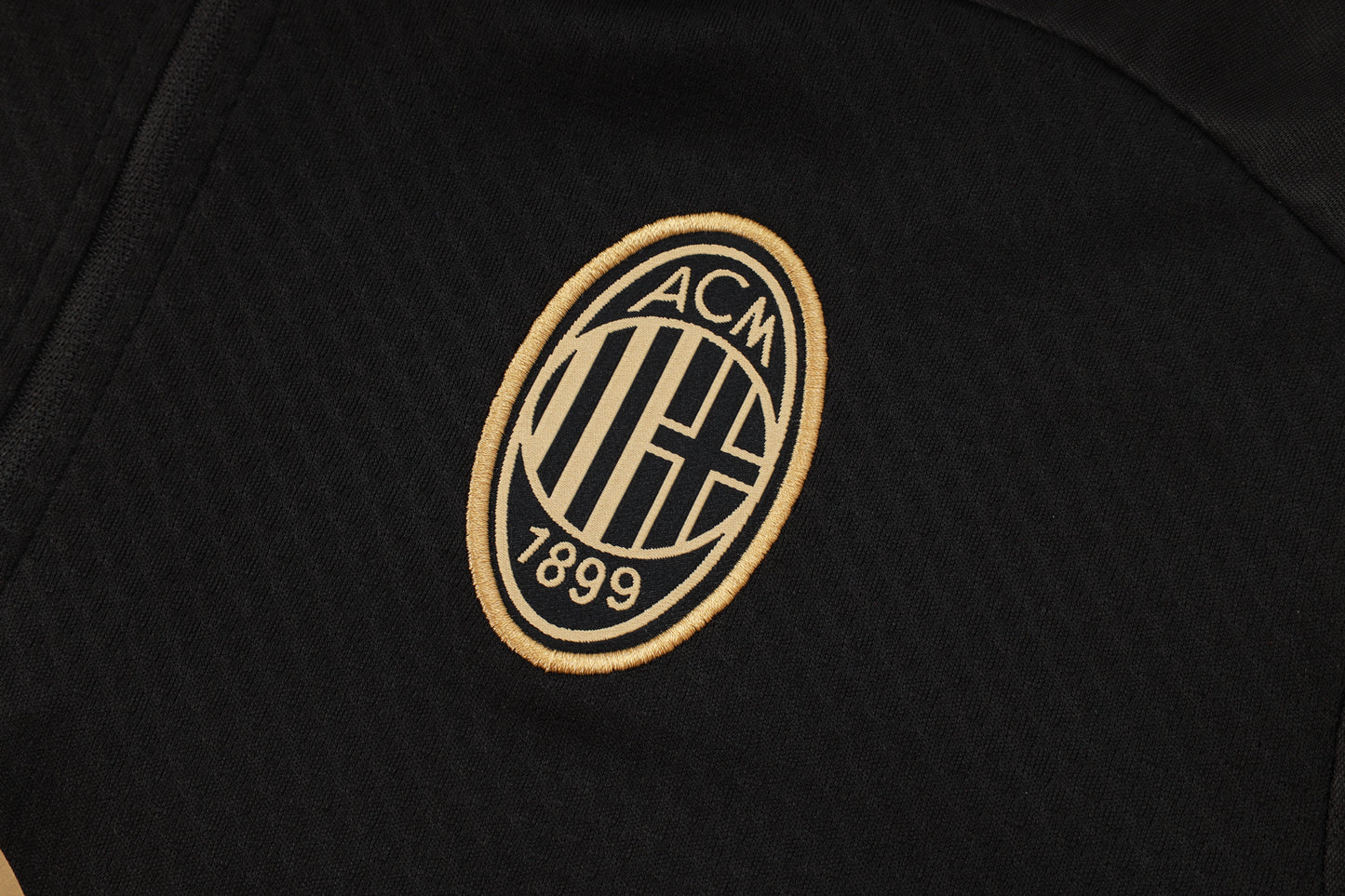 AC Milan 1/4 Zip Tracksuit Set Black/Red/Gold