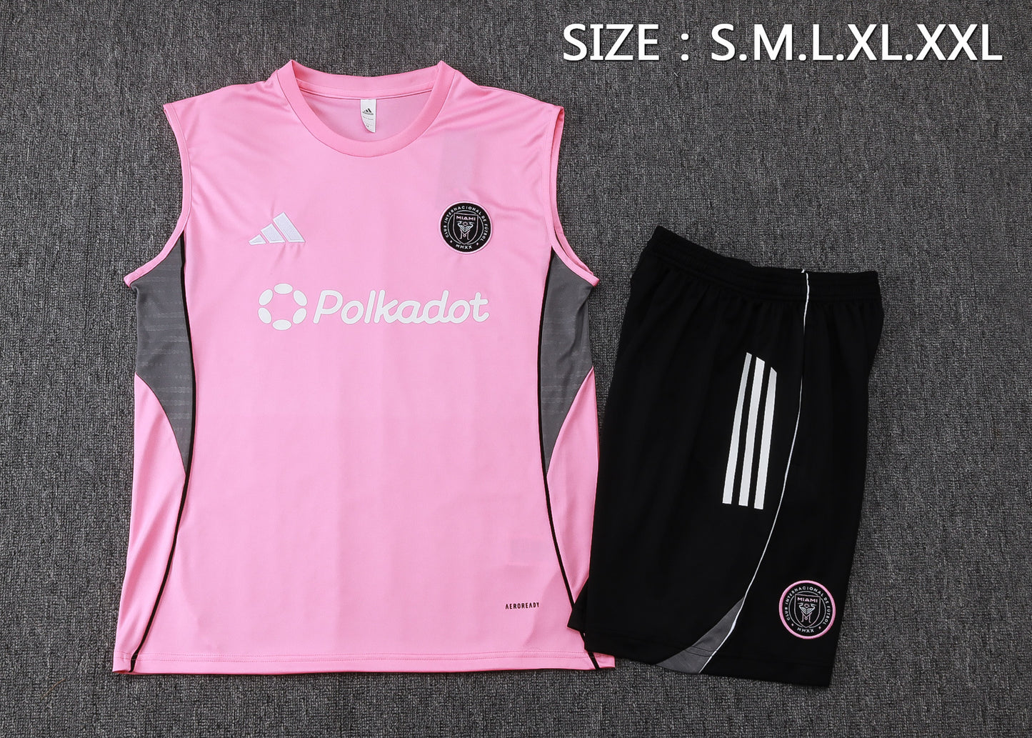 Inter Miami Sleeveless Training Kit - Pink/Grey/Black
