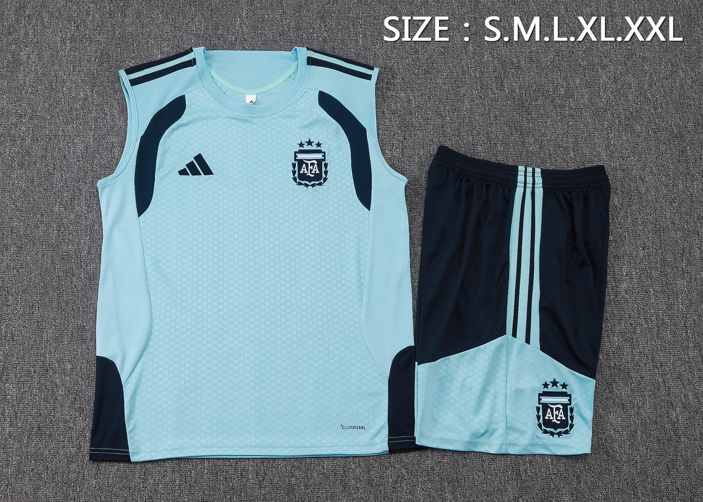 Argentina Sleeveless Training Kit - Light Blue/Navy