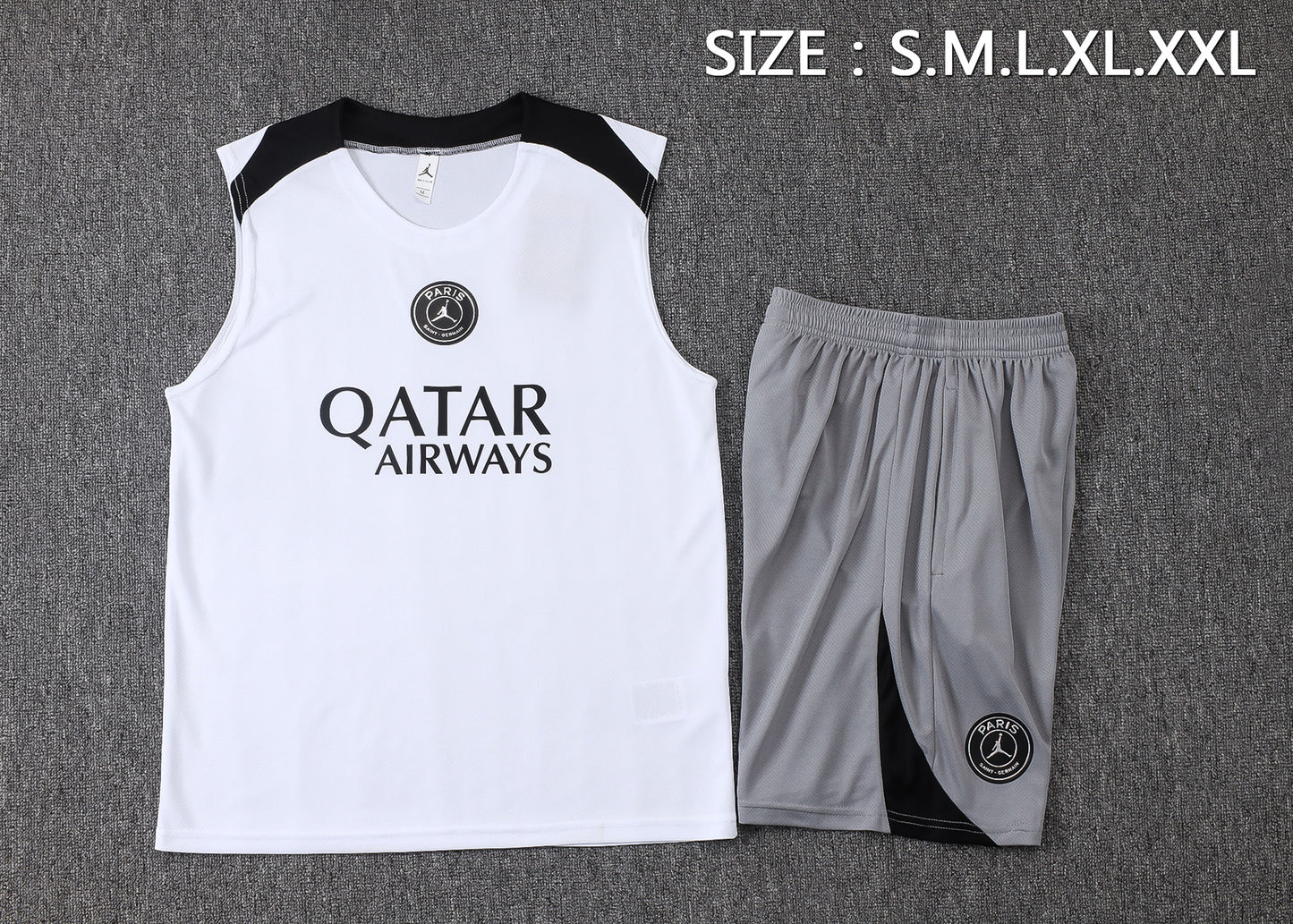 PSG Sleeveless Training Kit - White/Grey Jordan