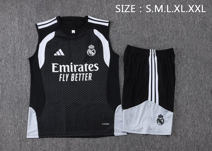 Real Madrid Sleeveless Training Kit - Black/White/Grey