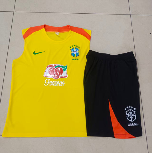 Brazil Sleeveless Training Kit - Yellow/Red/Black