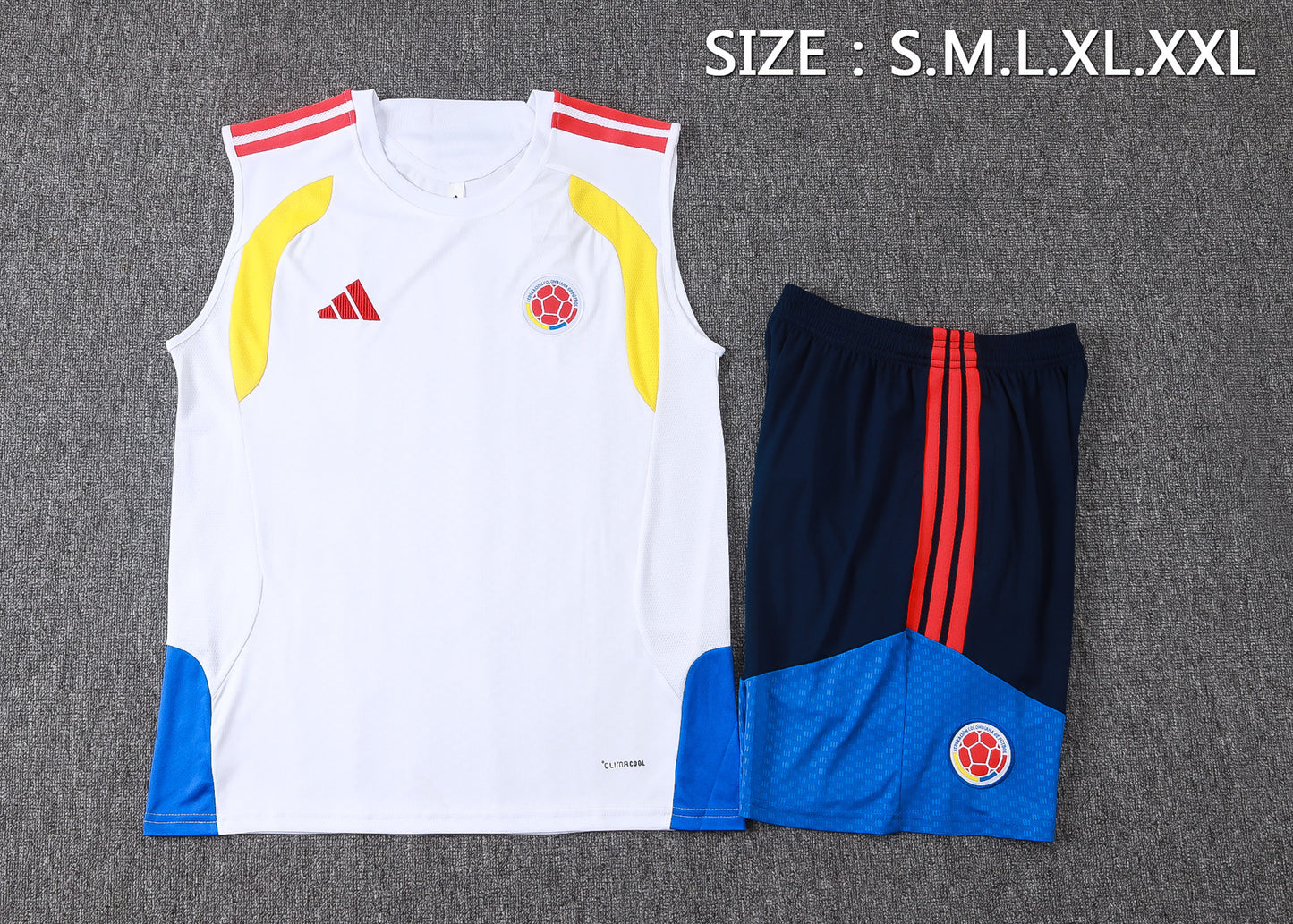 Colombia Sleeveless Training Kit - White/Navy