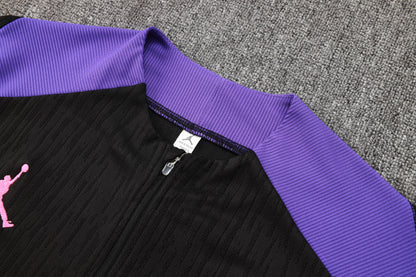 PSG 1/4 Zip Tracksuit Set Black/Purple/Pink