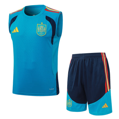 Spain Sleeveless Training Kit - Light Blue/Navy