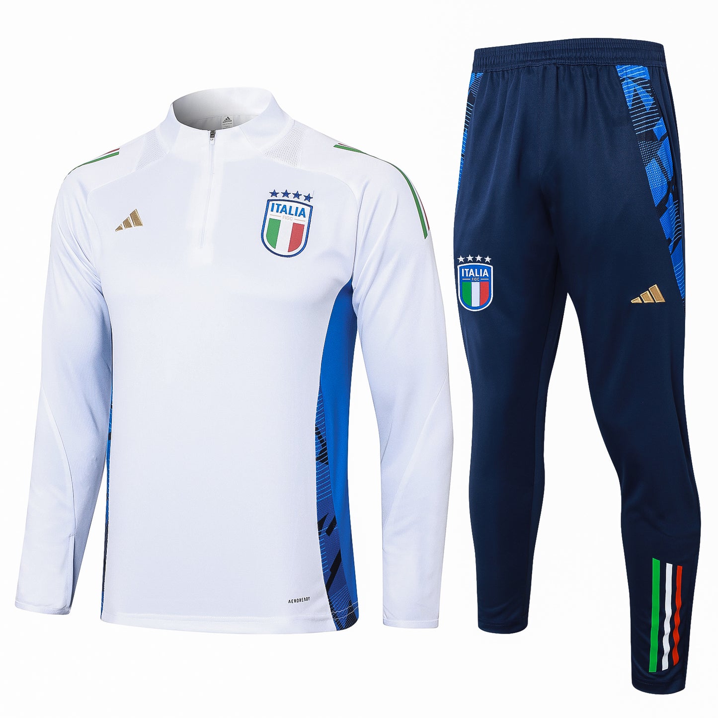 Italy 1/4 Zip Tracksuit Set White/Azure/Navy