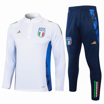 Italy 1/4 Zip Tracksuit Set White/Azure/Navy