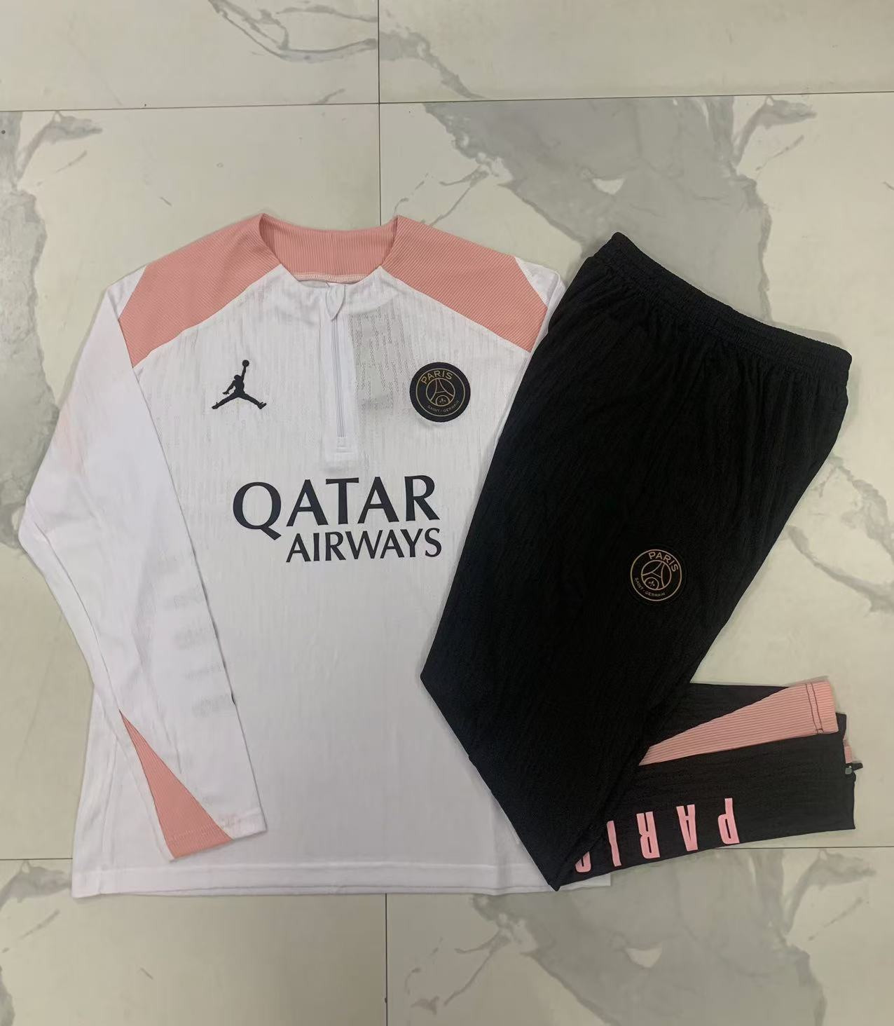 PSG 1/4 Zip Tracksuit Set White/Pink