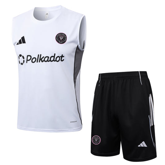 Inter Miami Sleeveless Training Kit - White/Grey/Black